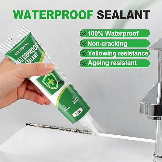 15.6 Oz Silicone Caulk (3 Pack 5.2 Oz) Squeeze Tube Waterproof Silicone Sealant for Kitchen Bathroom Stronger Adhesion White Caulk for Window Toilet Sink Caulking Sealant with Tape and Scraper