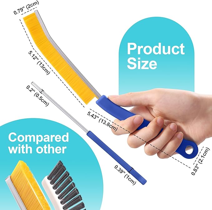 JOYMOOP 4 Pack Crevice Cleaning Brush, Hard Bristle Grout Brush, House Cleaning Supplies, Magnetic Gap Cleaning Brush for Kitchen, Bathroom, Window, Toilet, Multifunctional Cleaning Tools-4 Colors