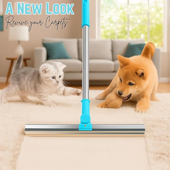 DOMULUX Pet Hair Remover 5-in-1 Set Includes Retractable Carpet Rake, Grooming Brush, Hair Scraper, Hooks & Lint Removers for Carpets, Rugs, Furniture & Car Interiors
