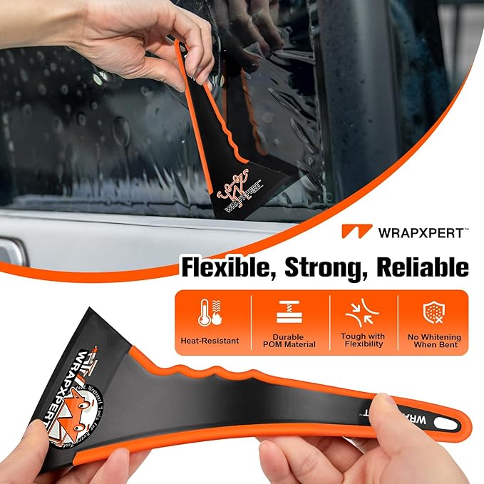 WRAPXPERT Window Tint Squeegee, Triangle Contour Tint Squeegee, Long Handle Scraper Tool for Window Tinting, Vinyl Wrap, Speed Loader Auto Window Film Install, Window Tint Kit, Large