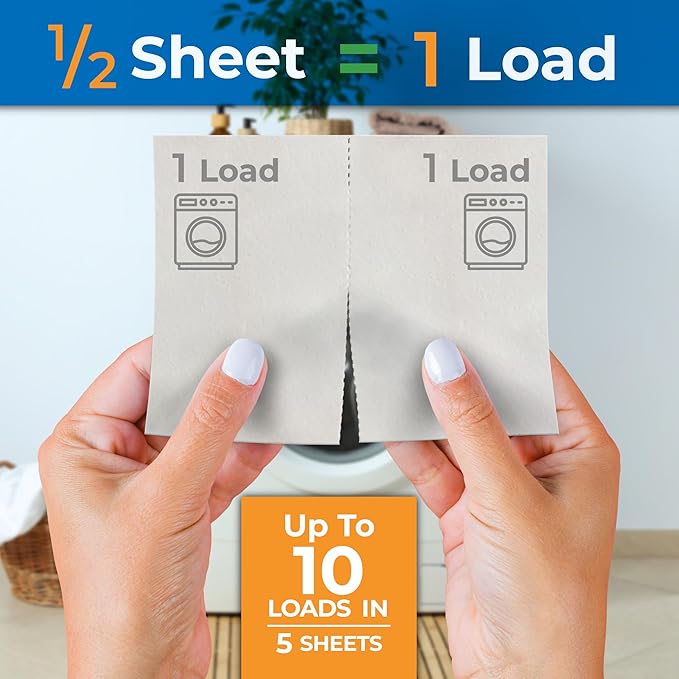 Gull Living Laundry Detergent Sheets For Travel - Eco-Friendly, Plant-Based Hypoallergenic Laundry detergent - Dissolves Quickly, Removes Stains & Odors - Laundry Soap Sheets - Fragrance Free 10 Loads