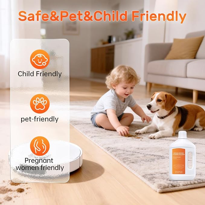 Nukisa Orange Floor Cleaning Solution 1L Compatible with Dreame Wet & Dry Vacuum and Robot， Residue & Streak Free,Suitable for All Robot Vacuum Cleaners and Wireless Wet Dry Dual-Use Vacuum Cleaners