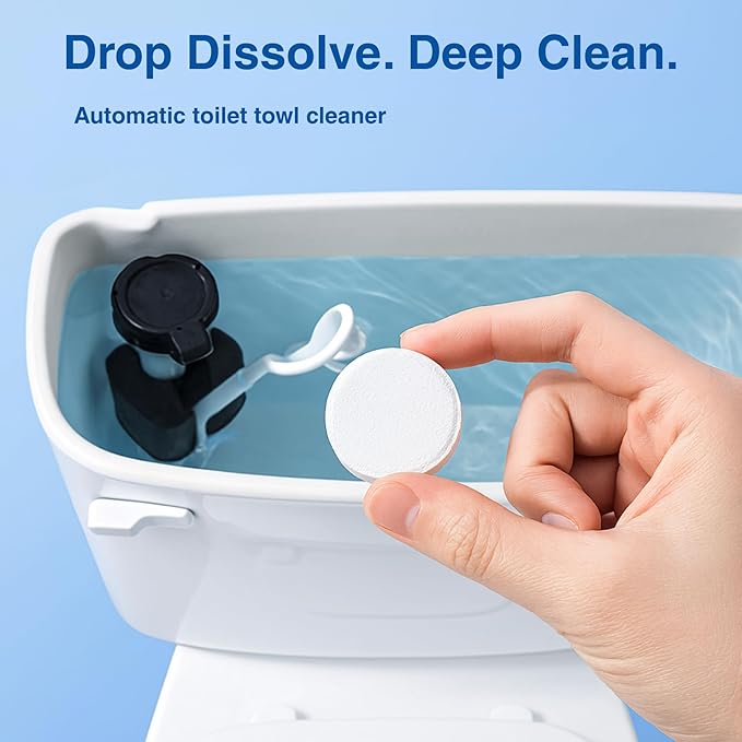 OceanBreezy Automatic Toilet Bowl Cleaner Tablets, Bleach & Oxidation Formula for Powerful Cleaning, Deodorizing & Descaling, Long-Lasting Slow-Release Toilet Tank Cleaner, Septic Safe, 24 Tablets