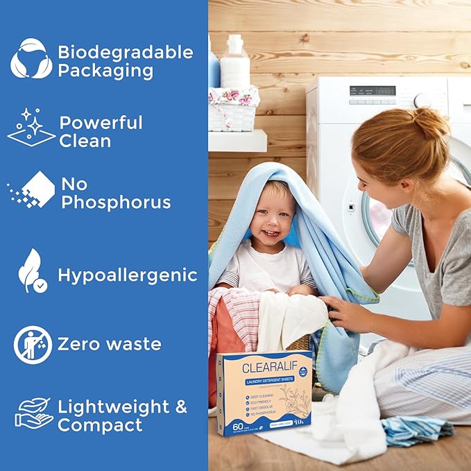CROS 360 Loads Laundry Detergent Sheets Linen Scent, for Travel, Home, Apartment, Dorm, Laundry Detergent Strips Eco Friendly, Hypoallergenic, Liquidless Washing Supplies