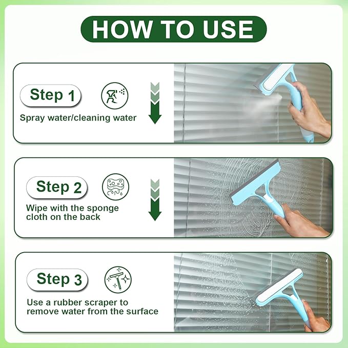 FZHZVVZPY 3 in 1 Window Cleaning Scraper, Window Squeegee with Sprayer, Window Cleaning Scraper for Windows, Walls, Car Windshields, Bathrooms, Kitchens, All-Purpose Window Cleaner Tool (Yellow)
