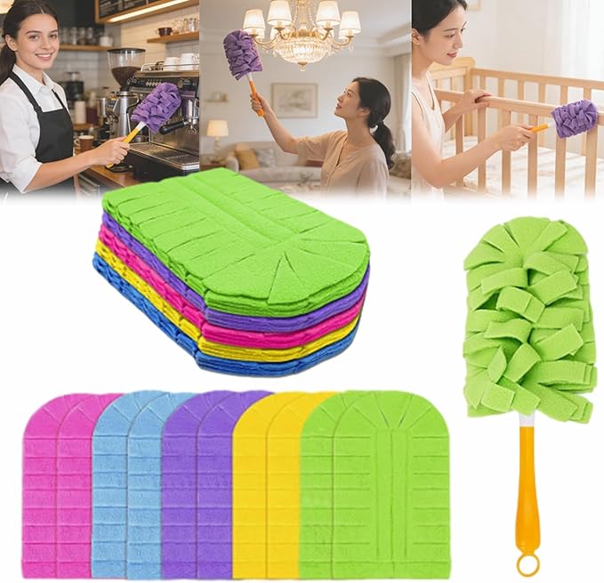 360° Electrostatic Duster Refills, The Sustainable Choice for a Dust-Free Home, Washable Duster Refills Reusable, Duster Refills Washable for Hand Duster, High-Density Microfiber (10 Refills)