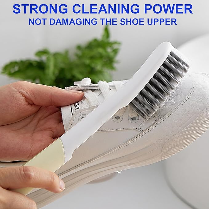 2PCS Laundry Stain Brush with Long Handle Laundry Brush for Stains on Clothes Soft Bristle Brush for Cleaning Clothes Shoes Sneakers Laundry Scrub Brush for Stain Removal, Green White