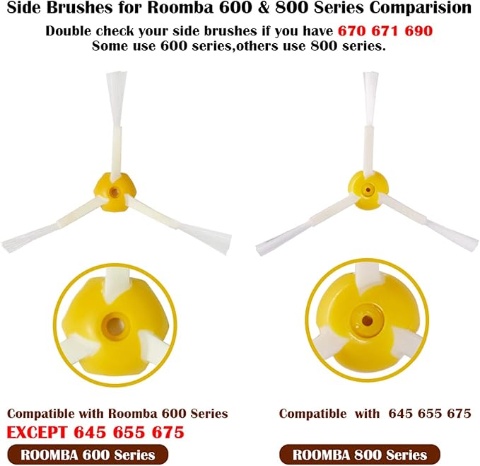 Amyehouse Accessory Replacement Kit Bristle Beater & Side Brushes & Aero Vac Filters Compatible with iRobot Roomba 600 Series 585 595 614 618 620 630 650 660 680 685 690 692 694 695 Vacuum Parts