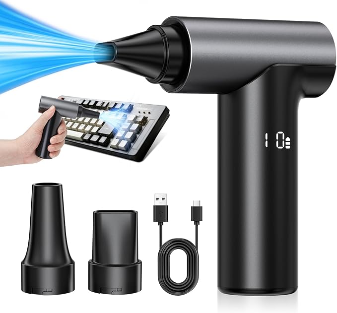 APPS2Car Electric Air Duster Upgraded 11-Speed Fast Charging Mini Compressed Air Duster with Aluminum Alloy Head for Heat Dissipation, Cordless Turbo Blower for Computer, Keyboard, Car, Home, Outdoor