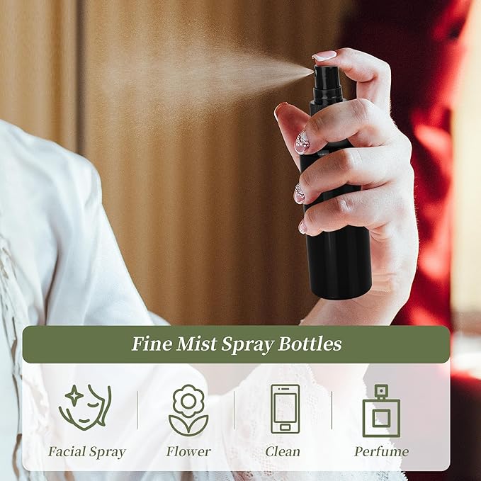 36 Pack Small Spray Bottles 4 oz Black Plastic Spray Bottles Fine Mist Spray Empty Bottle Refillable 4 Ounce Sprayer Bottles Bulk for Travel, Essential Oils, Hair