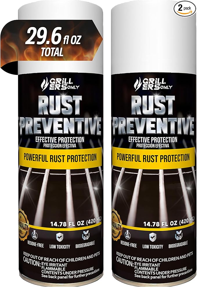 2-Pack Anti-Rust Protective Coating Spray 14.8 fl oz | for Carbon Steel Cast Iron & Grills