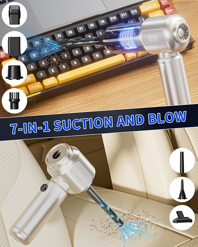 Nimbelephant Handheld Car Vacuum Cleaner, 16000Pa Suction & Blower 2 in 1 Cordless Portable Vacuum Cleaner for Car, Home, Office, Pet