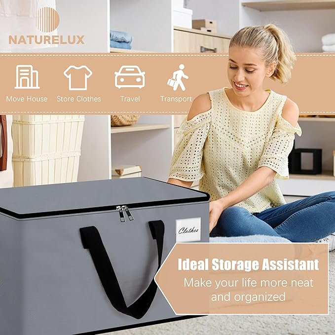Heavy Duty Moving Bags - Extra Large Packing Bags and Storage Totes, Collapsible and Foldable Option for Moving and Storage, Clear, 125 L - 18 Pack