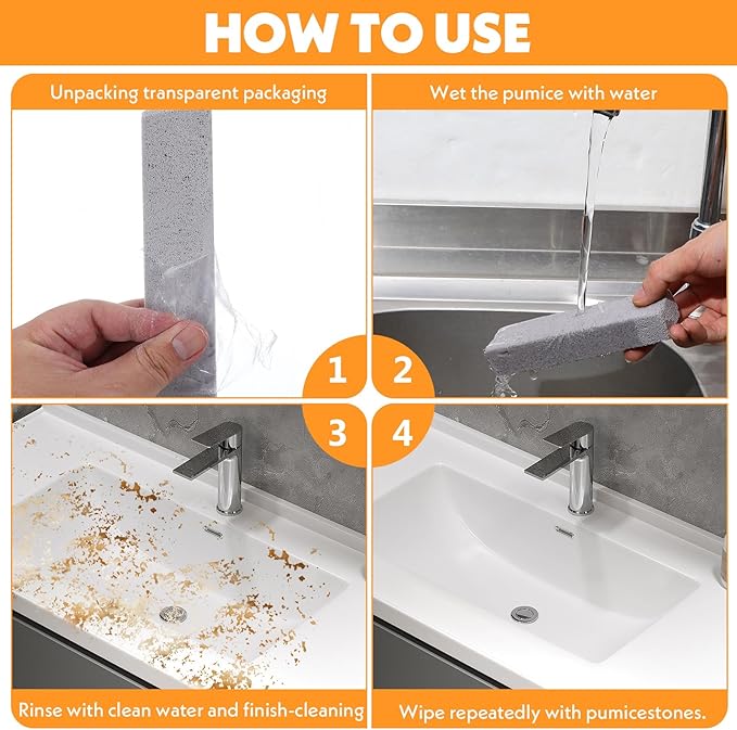 36 Pack Pumice Stone for Toilet Cleaning Bowl Stick,Powerfully Cleans Hard Water Rings, Calcium Buildup & Stains, Suitable for Cleaning Toilet, Bathtubs, Kitchen Sink, Grill