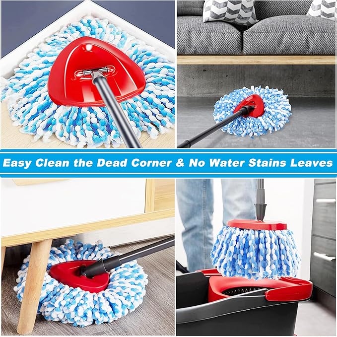 16 Pack Spin Mop Replacement Heads, Only Fit for RinseClean 2-Tank System, 100% Microfiber Spin Mop Refill Head,Spinning Mop Head Replacement for Floor Cleaning