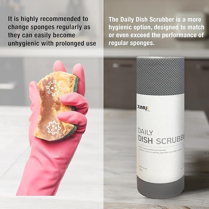 Daily Dish Scrubber Sheet Non-Scratch Household Disposable Cleaning Sponges | Recyclable, Eco-Friendly & Perfect for Kitchen, Home Cleaning and Outdoor Use (2, Grey)