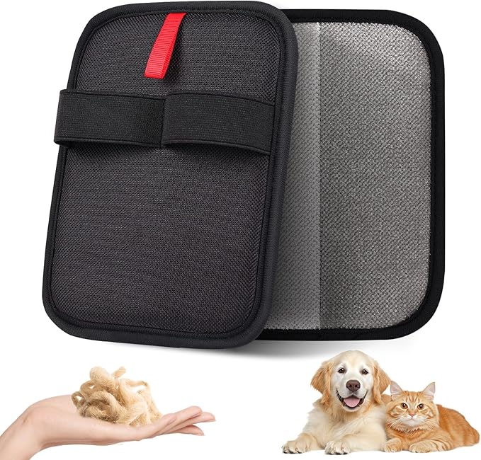 VerdeVilla Pet Hair Remover, Electrostatic Pet Hair Removal Gloves, Reusable Cat & Dog Hair Remover for Couch, Furniture, Carpet, Curtain, Upgraded Animal Fur Removal Tool, Cat Grooming Gloves-2 PCS