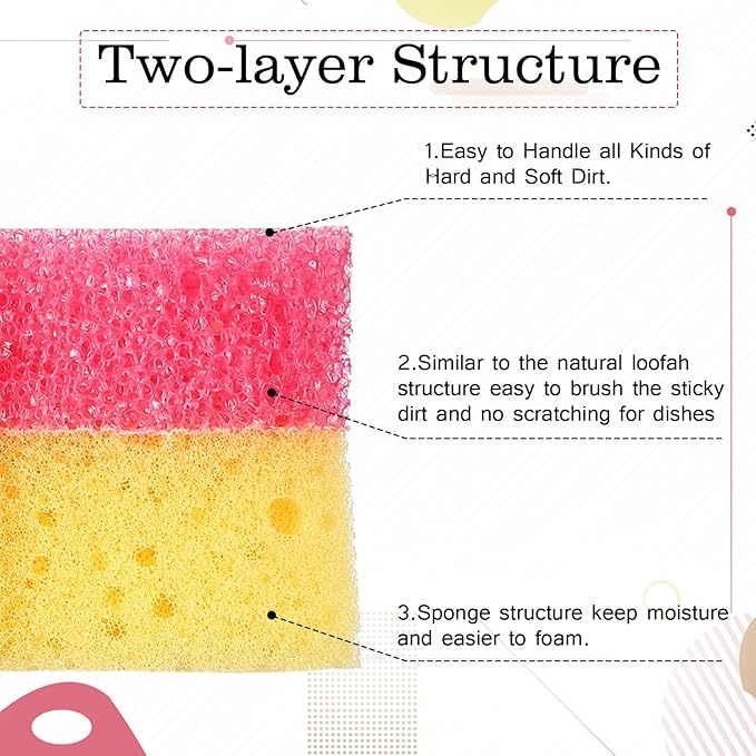 3 Pcs Dual Sided Scrub Sponge Multi Functional Cute Temperature Sensitive Non Scratch Dish Sponge for Washing Dishes Kitchen Bathroom(Cat)