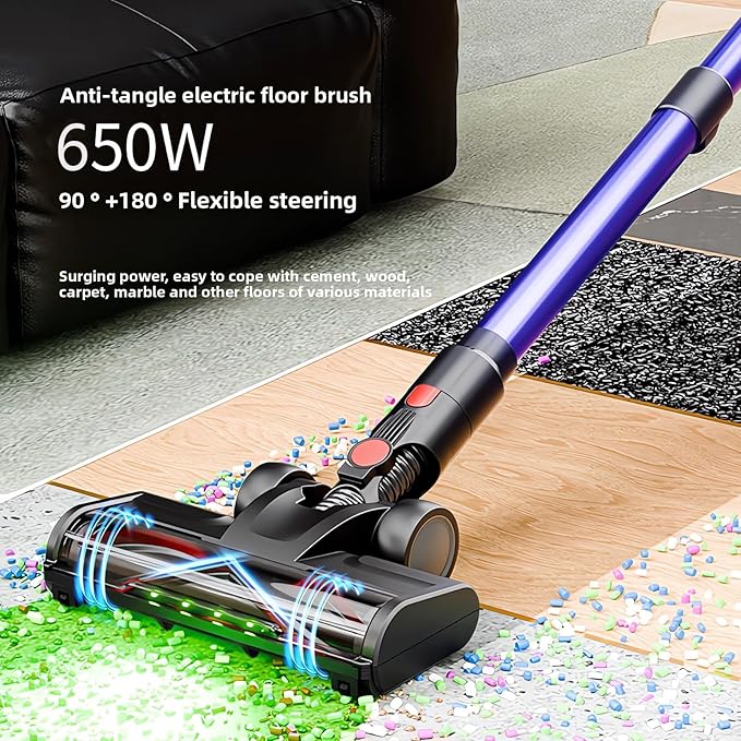 Cordless Vacuum Cleaner for Home 650W 40KPA 60 Mins-Actual Parameter,Self-Standing Cordless Vacuum with Charging Dock Station, LED Display, Upgraded Anti-Tangle Stick Vacuum for Pet Hair/Carpet/Floor