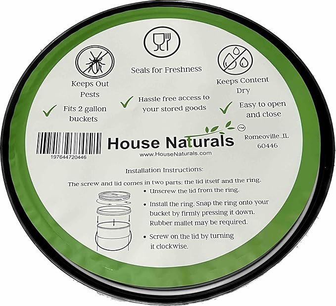 House Naturals 2 Gallon Red Bucket with White Screw on Lid - BPA Free- Food Grade (Pack of 3) Made in USA containers