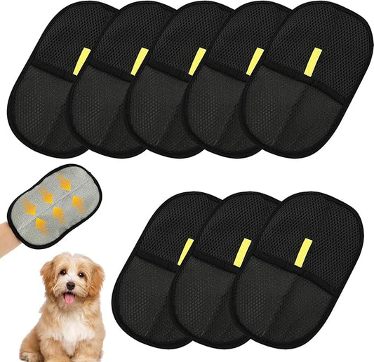 KURTOPLLY 6 Pcs Pet Double Sided Grooming Gloves,Static Removal Gloves for Pet Hair,Multi-Function,For Washing,Hair Removal,Beauty,Bed Sheets,Sofa,Clothes,Suitable for Cats and Dogs