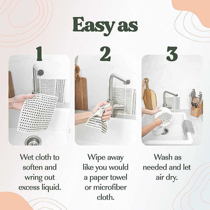 FEBU Swedish Dishcloths for Kitchen | 5 Pack Italian Summer Reusable Paper Towels Washable | Swedish Dish Towels | Non-Scratch Cellulose Sponge Cloths | No Odor, Biodegradable Cleaning Cloths
