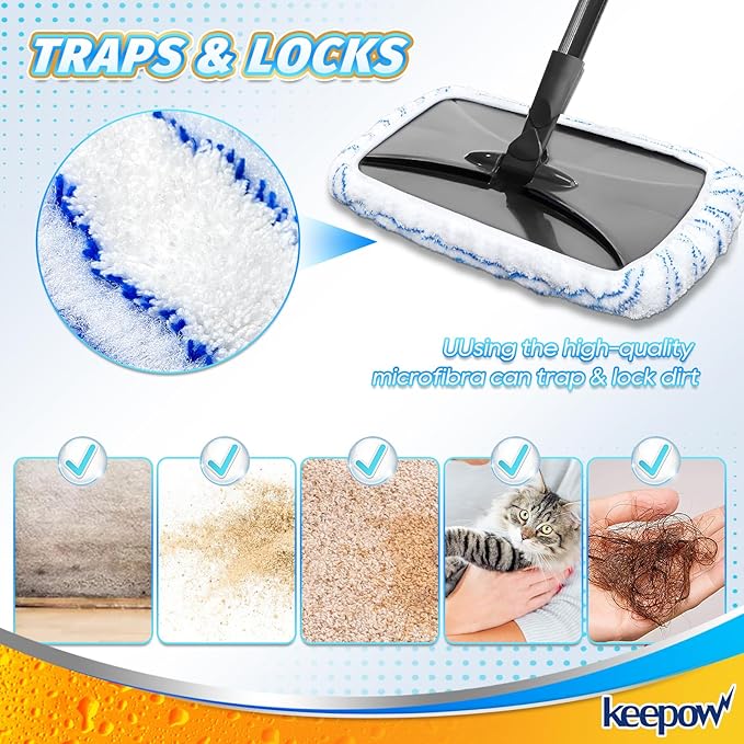 Cotton Pad Terry Cloth Mop Refills 15x8 inches Reusable Mop Pads Compatible with O Cedar Hardwood Floor'N More Microfiber Mop, Mop Refill Heads Replacements, 6 Pack