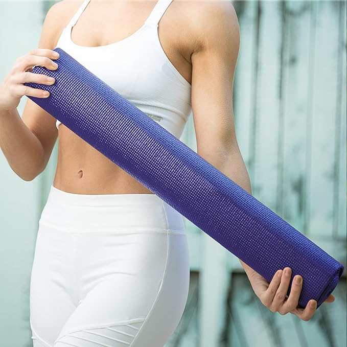 10-Pack Classic Yoga Mat With Carrying Strap, 68" x 24" Non Slip Exercise Mat, 4mm Thick Fitness Mat, Anti-Tear, Bulk Yoga Mats for Home Workout, Gym, School, or Studio