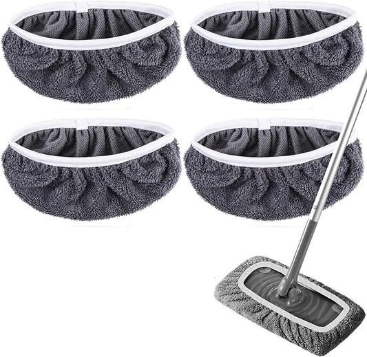 Reusable Microfiber Mop Pads Dry Sweeping Cloths Compatible with Swiffer Sweeper Mop Wet Mopping Cloths Refill for Mopping Floors (4 Pack, Mop is not Included)
