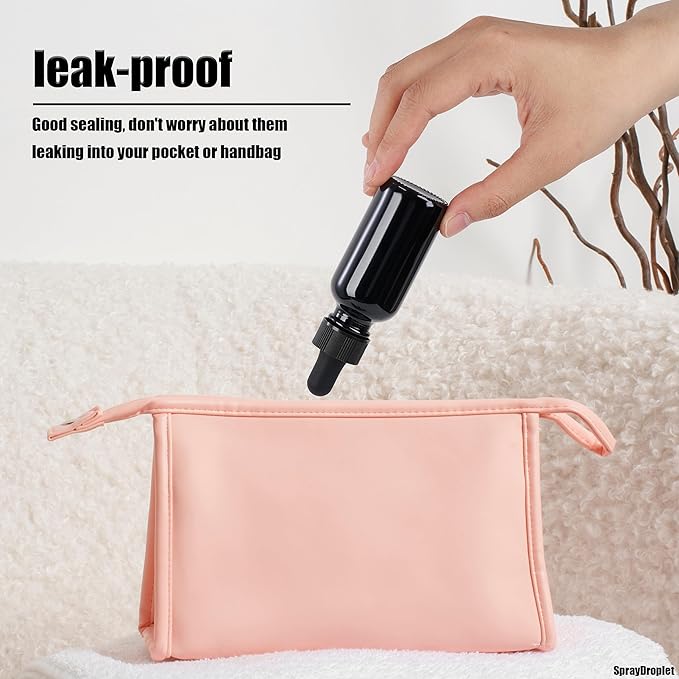48 Pcs, 1oz Glass Dropper Bottle, Leakproof Tincture Bottles with Dropper, Black Reusable Eye Dropper Bottle for All Kinds of Liquids (Black,1oz-48pcs)