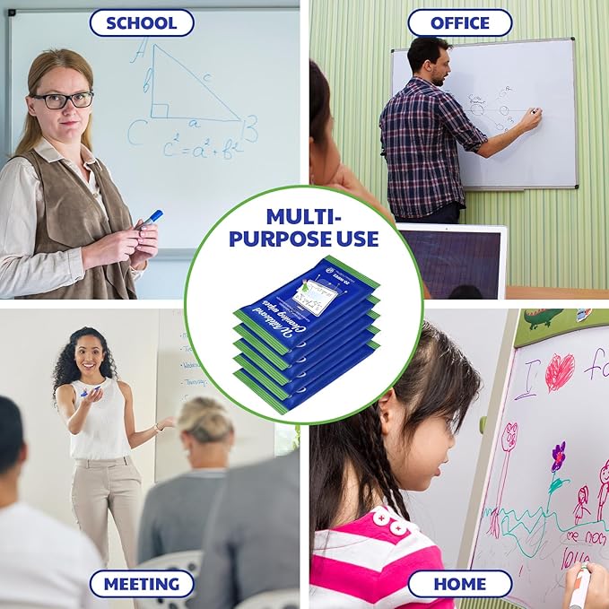 60 Counts Whiteboard Wet Wipes Dry Erase Board Cleaning Non-toxic Whiteboard Wipes Resealable Convenient Dry for Home Classroom School Office