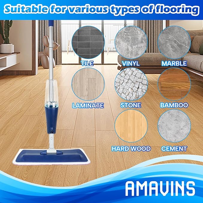 3 Pack Microfiber Reusable Mop Pads for Bona Mop, Wet/Dry Floor Cleaning Refill Mop Pads, Spray Mop Hard Wood Floor Mop Pads Refills, Machine Washable Power Mop Pads Replacement