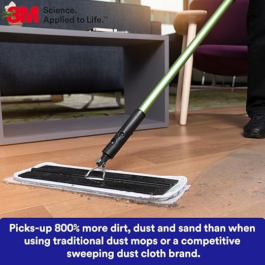 3M Easy Trap Sweep and Dust Sheets, 1 Roll of 60 8" x 6" Sheets, Disposable Easy Sweep Floor Duster, Picks Up 8x More Dirt, Dust, Sand, Hair, Works on Dry or Wet Surfaces, Hardwood Floors, 59152W