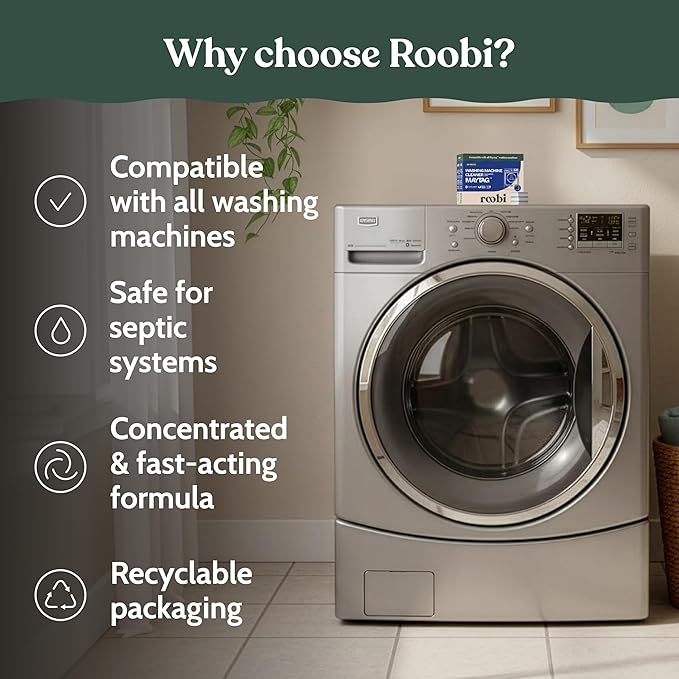 Roobi Washing Machine Cleaner Tablets compatible with Maytag. Deep Clean Formula Eliminates Odor, Residue & Build-Up. Carbon-Neutral & Septic-Safe 24-Pack Cleaning Tablets.