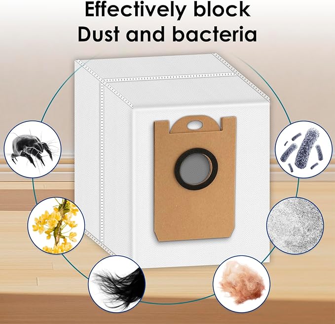 LemonRunRun (12 Pack) T20+ Replacement Parts Compatible with Airrobo T20+ Robot Vacuum, Accessories Kit, 1 Roller Brush, 4 Side Brushes, 3 Dust Bags, 2 HEPA Filters, 2 Mop Pads