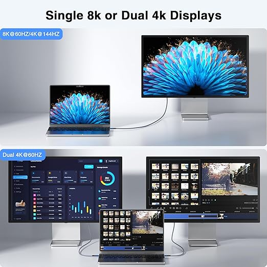 Msaose Braided Thunderbolt 4 Cable 3.3 FT 2 Pack Compatible, 40Gbps, 240W PD, 8K@60Hz / 4K@144Hz, Dual 4K for Mac mini M4 / M4 Pro, iPhone 17, MacBook Pro/Air, SSD, Docking, eGPU, XPS, USB4
