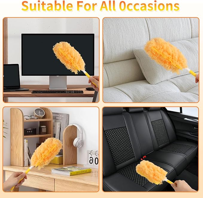 60 Count Duster Refills for Swiffer Dusters with 1 Handle - Multi-Surface Larger Size Feather Dusters, 360 Heavy Duty Duster Refills for Cleaning Home, Furniture, Blinds and Ceiling Fans