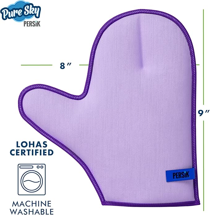 persik Pure-Sky Ultra Microfiber Cleaning Glove – JUST ADD Water No Detergents Needed - 2-in1, Combination for Glass and Multipurpose – Streak Free Magic Window Polishing Glove - Removes Stains, Dust