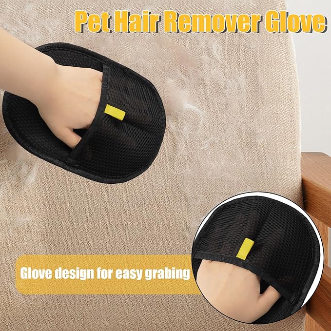 LLMSIX 2PCS Pet Hair Removal Glove for Cats Dogs Pet Hair Grooming Glove Reusable Pet Hair Removal Tool for Sofas Carpet Furniture Car Seat Bedding
