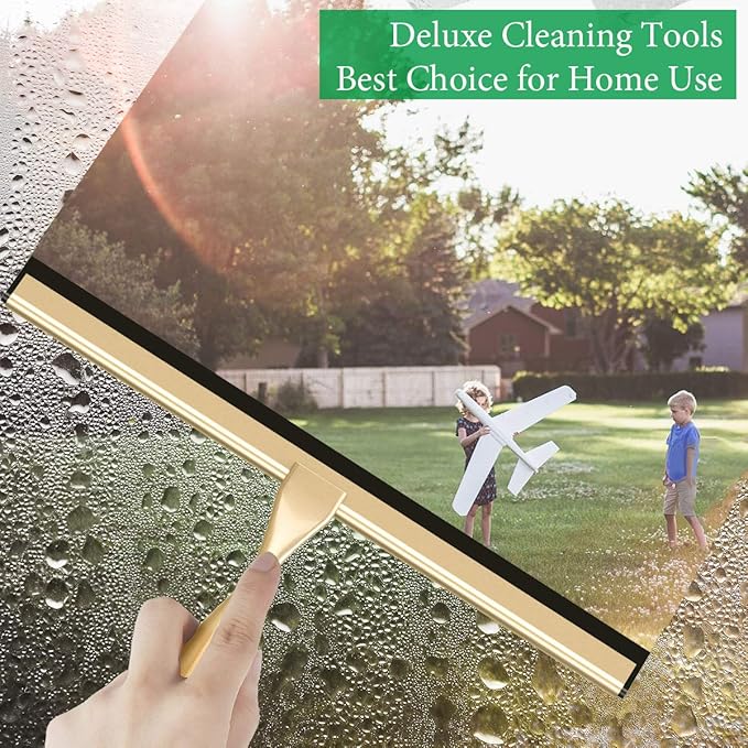 LPOLER Stainless Steel Squeegee for Shower Doors, All-Purpose Shower Squeegee for Bathroom, Window and Car Glass, 14 Inches