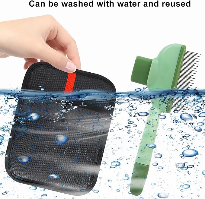 QTOETUII Pet Hair Removal Glove, Magic Brush Pet Hair, Cat Comb, Washable Reusable Dogs Cats Hair Gloves for Furniture, Bed, Sheets, Couch, Clothes, Carpet, Car Seat, Pet Grooming, Curtain (2PCS)