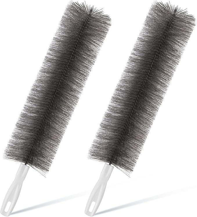 Sliner 2 Pcs Cobweb Duster Bendable Fan Duster Plastic Dust Cleaner Reusable Head Ceiling Brush Microfiber Dirt Remover for Fan Air Conditioning Home Vents Shutters (Gray)
