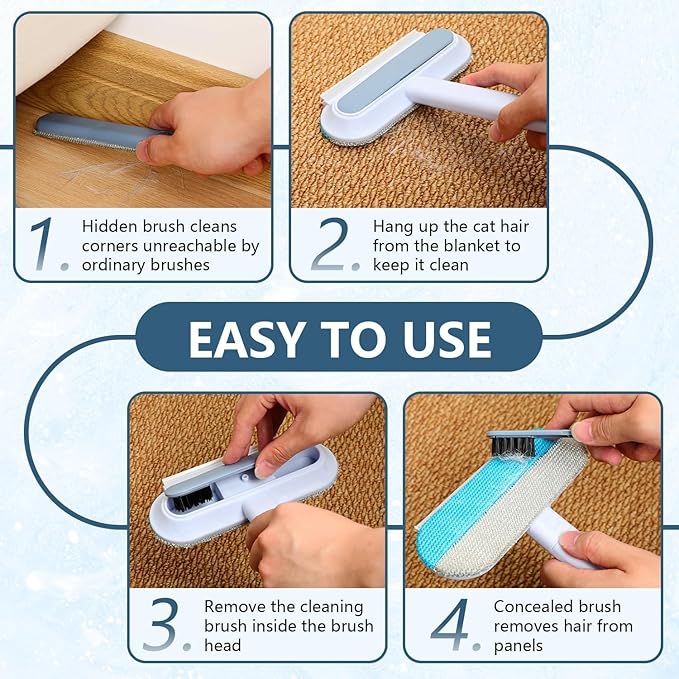 Xamoca Couch Hair Removal Tool - 4-in-1 Reusable Pet Hair Remover Brush,Multifunctional Long Handle Lint Cleaner for Dogs and Cats,Gentle on Furniture,Washable