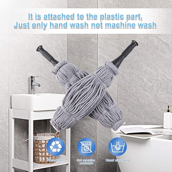 Eyliden Mop with 2 Reusable Heads, Easy Wringing Twist Mop, with 57.5 inch Long Handle, Wet Mops for Floor Cleaning, Commercial Household Clean Hardwood, Vinyl, Tile, and More (Grey)