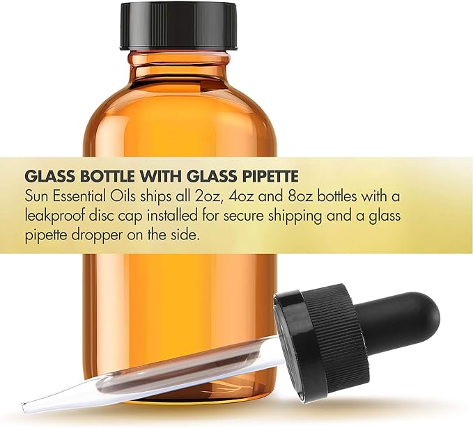 Sun Essential Oils - Vanilla Essential Oil 8 oz with Dropper for Diffuser, Skin, Hair, Humidifier & Aromatherapy Massage, Scent for Candle, Lotion & Soap Making & Room Freshener