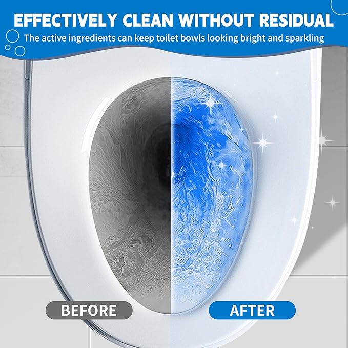 Toilet Bowl Cleaner Tablets, Automatic Toilet Tank Cleaner for Deodorizing & Descaling, Long-Lasting with Sustained Release Technology for Bathroom Cleaners, Blue, 12 Packs