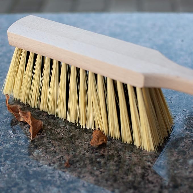Cleaning Brush, 14.2'' Hand Broom with Medium-Soft Bristles, Wooden Handle, Multi-Purpose Dusting Brush for Home and Professional Use