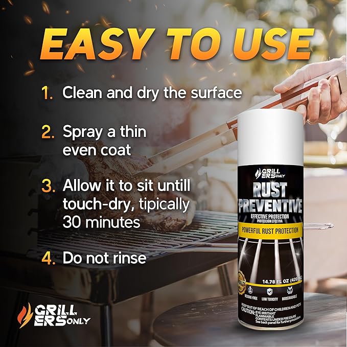 2-Pack Anti-Rust Protective Coating Spray 14.8 fl oz | for Carbon Steel Cast Iron & Grills