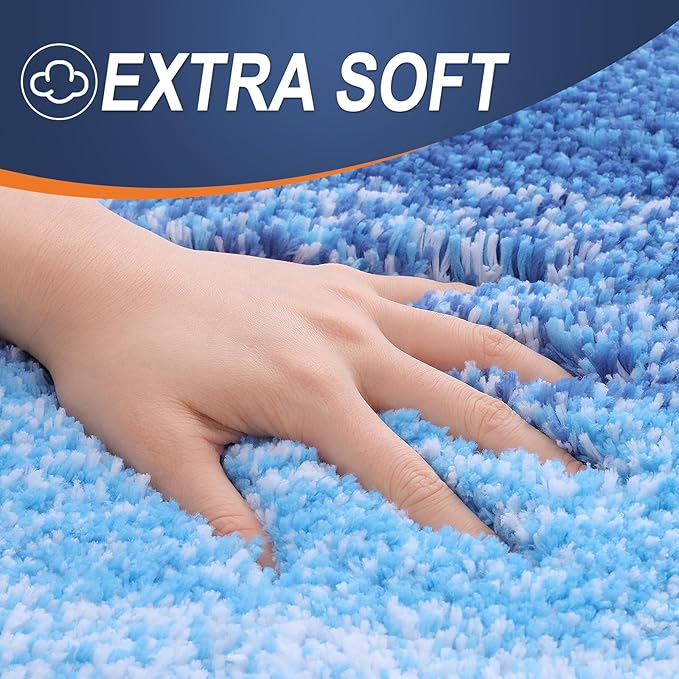 OLANLY Bathroom Runner Rugs 54x24, Extra Soft Absorbent Microfiber Bath Rugs, Rubber Backing, Quick Dry, Washable Bath Mats for Bathroom Floor, Tub and Shower, Home Decor Accessories, Light Royal Blue