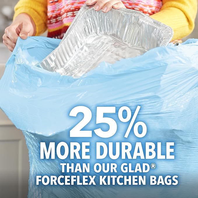 Glad Tall Kitchen Trash Bags 13 Gallon, MaxStrength Beachside Breeze Garbage Bags, Drawstring, 90 Count